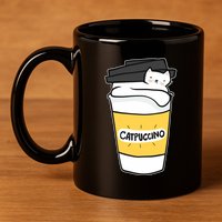 Catpuccino 11oz C Handle Ceramic Mug