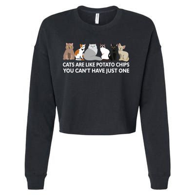 Cats Are Like Potato Chips Cropped Pullover Crew