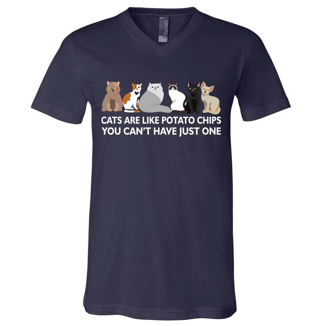 Cats Are Like Potato Chips V-Neck T-Shirt