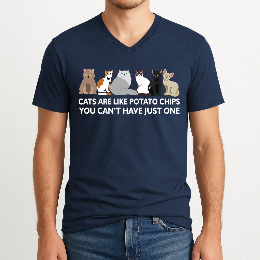 Cats Are Like Potato Chips V-Neck T-Shirt