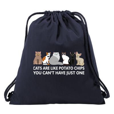 Cats Are Like Potato Chips Drawstring Bag