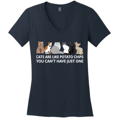 Cats Are Like Potato Chips Women's V-Neck T-Shirt