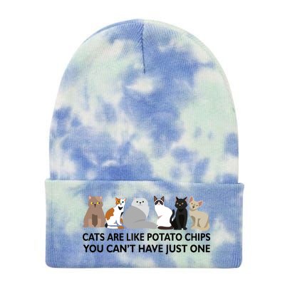 Cats Are Like Potato Chips Tie Dye 12in Knit Beanie