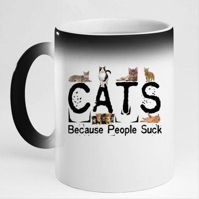 Cats Because People Suck 11oz Black Color Changing Mug