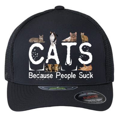 Cats Because People Suck Flexfit Unipanel Trucker Cap