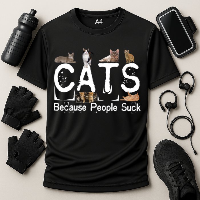 Cats Because People Suck Cooling Performance Crew T-Shirt