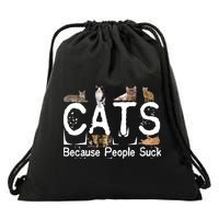 Cats Because People Suck Drawstring Bag