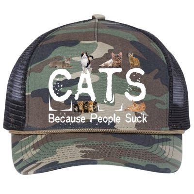 Cats Because People Suck Retro Rope Trucker Hat Cap