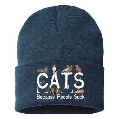 Cats Because People Suck Sustainable Knit Beanie