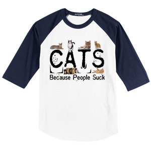 Cats Because People Suck Baseball Sleeve Shirt