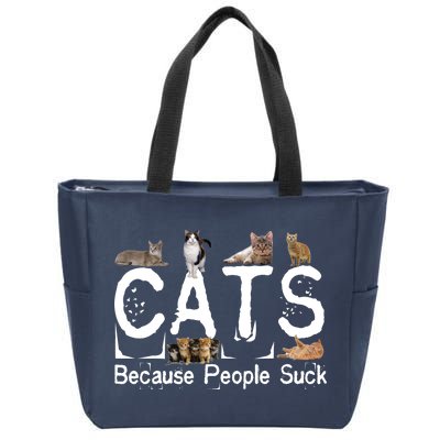 Cats Because People Suck Zip Tote Bag