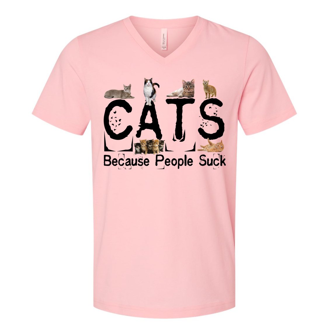 Cats Because People Suck V-Neck T-Shirt