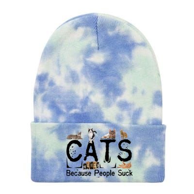 Cats Because People Suck Tie Dye 12in Knit Beanie