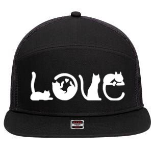 Cats Love Logo 7 Panel Mesh Trucker Snapback Hat