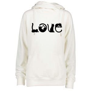 Cats Love Logo Womens Funnel Neck Pullover Hood