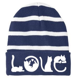 Cats Love Logo Striped Beanie with Solid Band