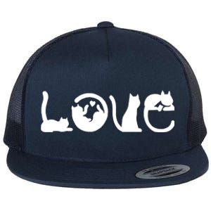 Cats Love Logo Flat Bill Trucker Hat