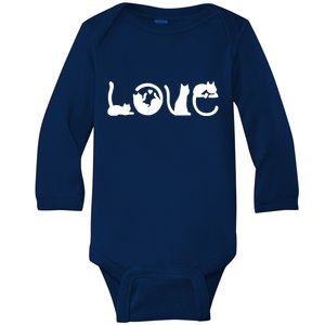 Cats Love Logo Baby Long Sleeve Bodysuit