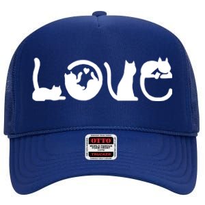 Cats Love Logo High Crown Mesh Back Trucker Hat