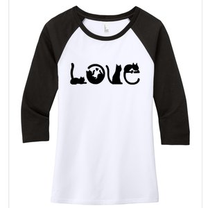 Cats Love Logo Women's Tri-Blend 3/4-Sleeve Raglan Shirt