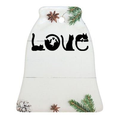 Cats Love Logo Ceramic Bell Ornament