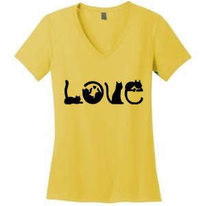 Cats Love Logo Women's V-Neck T-Shirt