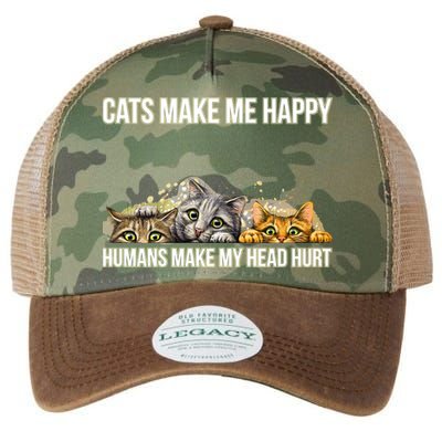 Cats Make Me Happy Humans Hurt My Head Legacy Tie Dye Trucker Hat