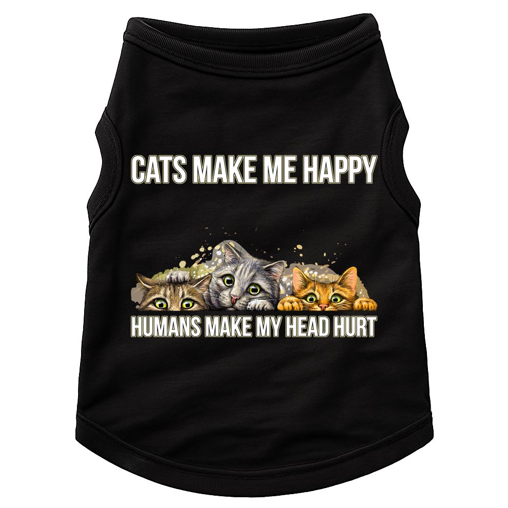 Cats Make Me Happy Humans Hurt My Head Doggie Tank