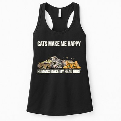 Cats Make Me Happy Humans Hurt My Head Womens Tank Top