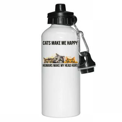 Cats Make Me Happy Humans Hurt My Head Aluminum Water Bottle 