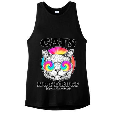 Cats Not Drugs Ok Sometimes Drugs Ladies PosiCharge Tri-Blend Wicking Tank