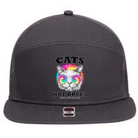 Cats Not Drugs Ok Sometimes Drugs 7 Panel Mesh Trucker Snapback Hat