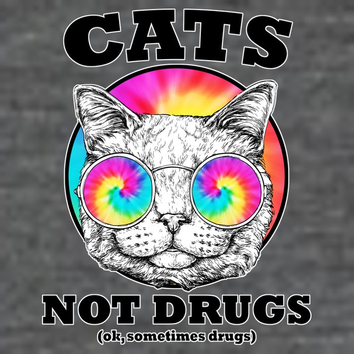 Cats Not Drugs Ok Sometimes Drugs 7 Panel Mesh Trucker Snapback Hat