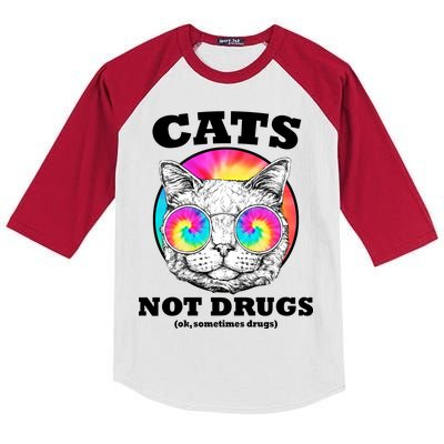 Cats Not Drugs Ok Sometimes Drugs Kids Colorblock Raglan Jersey