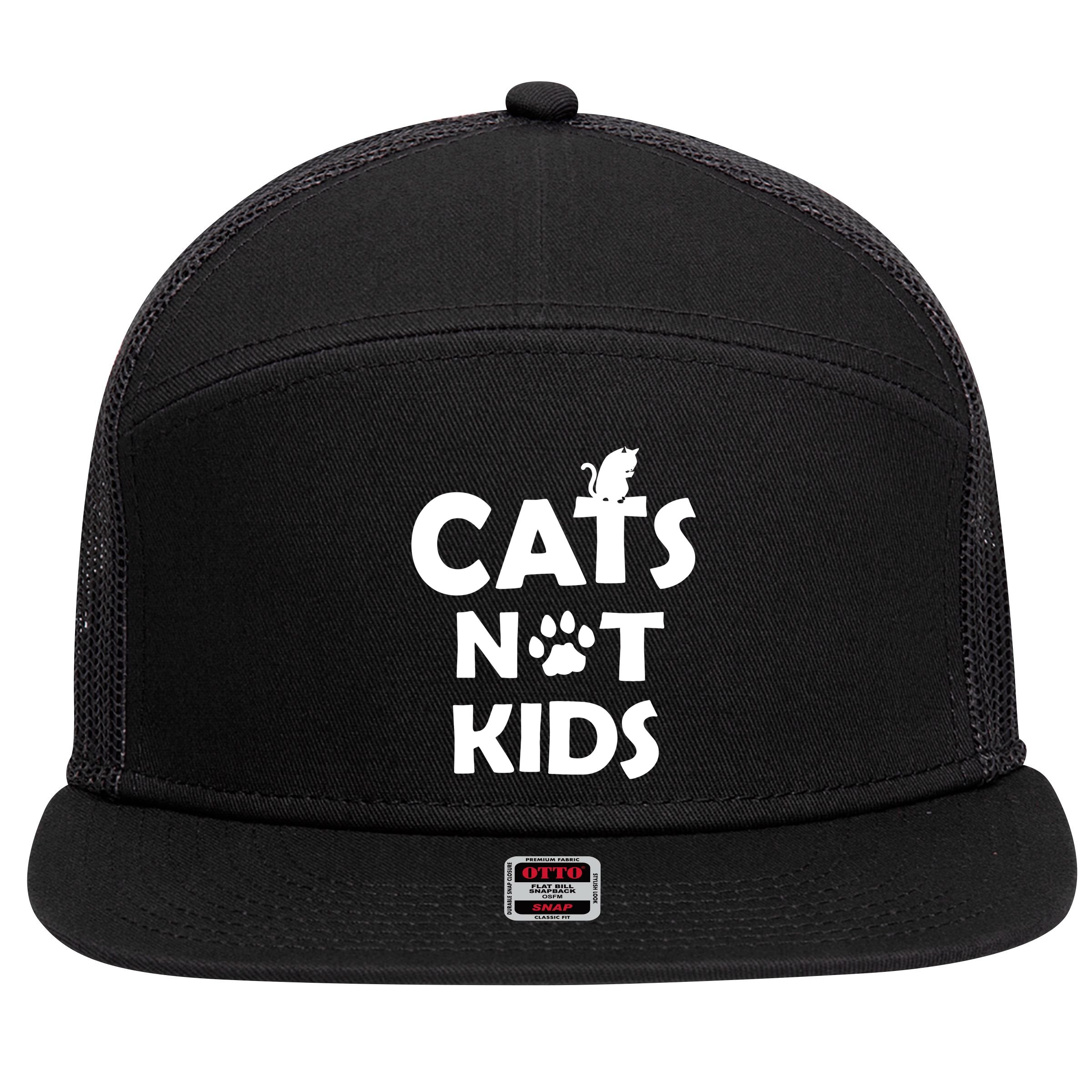 Cats Not Kids 7 Panel Mesh Trucker Snapback Hat