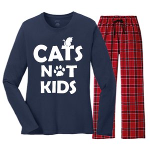 Cats Not Kids Women's Long Sleeve Flannel Pajama Set 