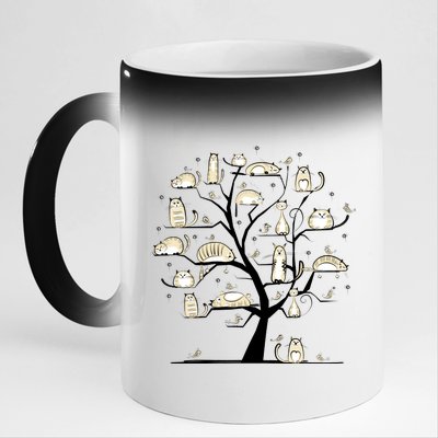 Cats On Trees 11oz Black Color Changing Mug