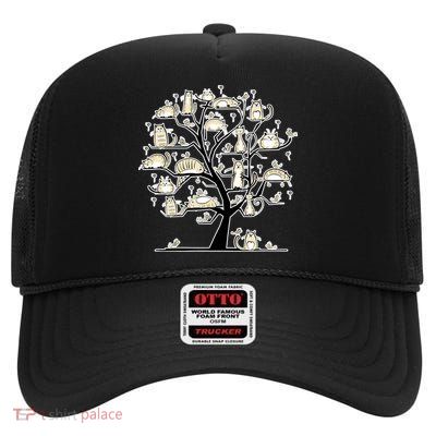 Cats On Trees High Crown Mesh Back Trucker Hat