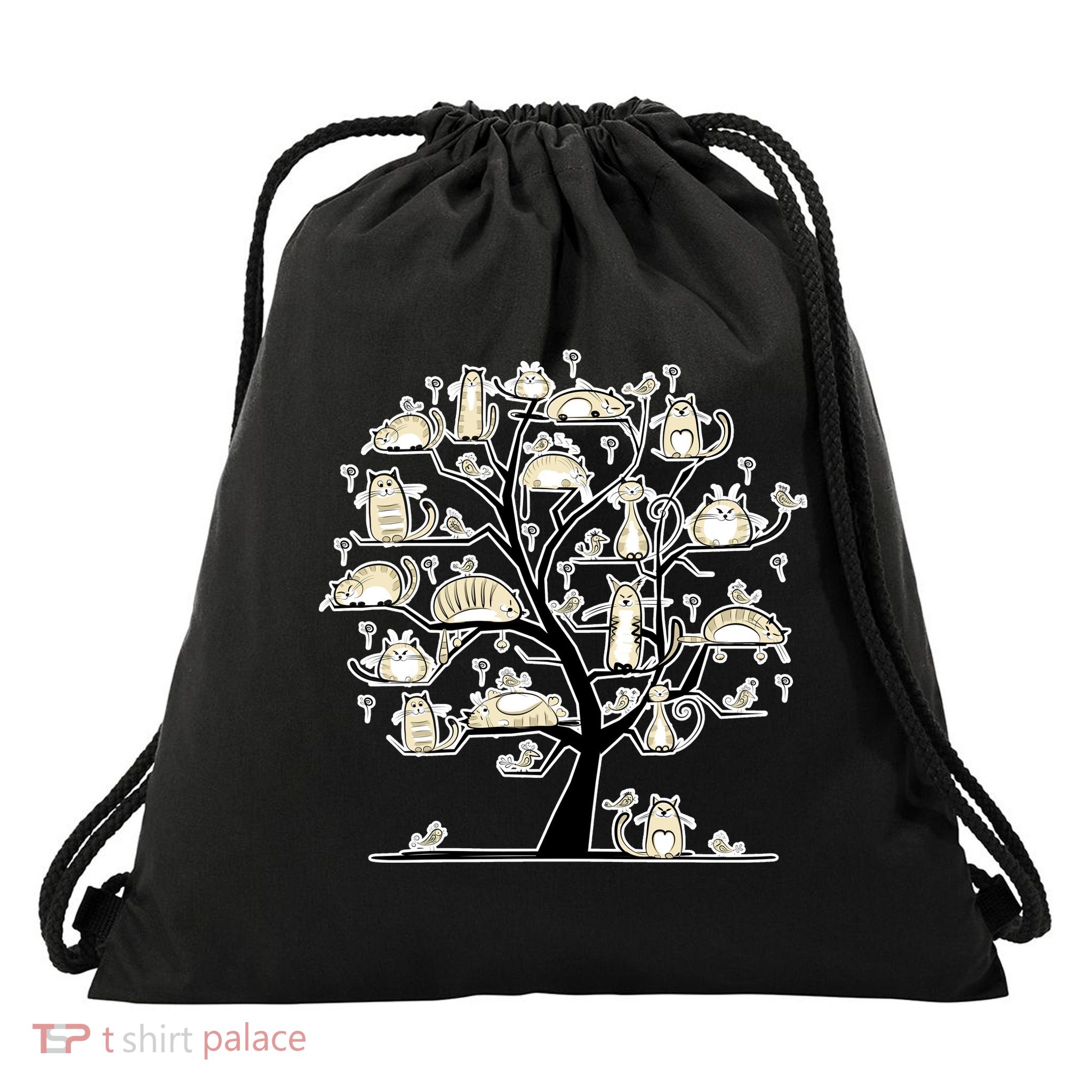 Cats On Trees Drawstring Bag