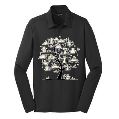 Cats On Trees Silk Touch Performance Long Sleeve Polo