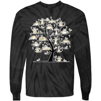 Cats On Trees Tie-Dye Long Sleeve Shirt