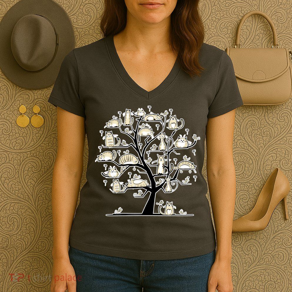 Cats On Trees Women's V-Neck T-Shirt