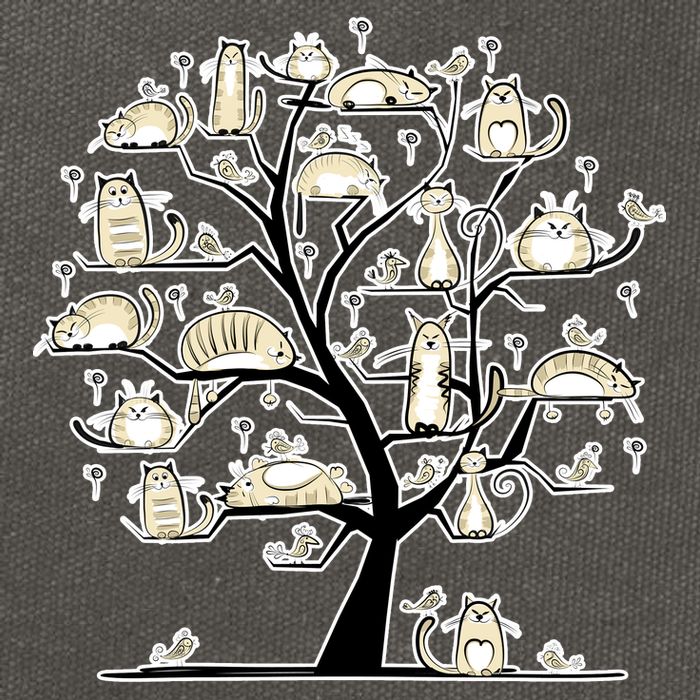 Cats On Trees Cotton Canvas Backpack