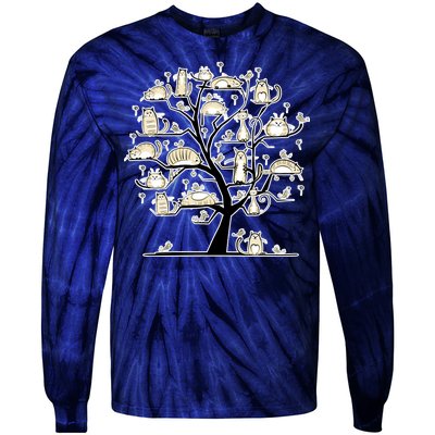 Cats On Trees Tie-Dye Long Sleeve Shirt