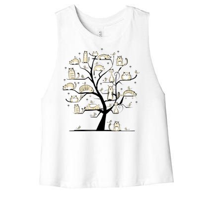 Cats On Trees Women's Racerback Cropped Tank