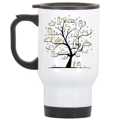 Cats On Trees Stainless Steel Travel Mug