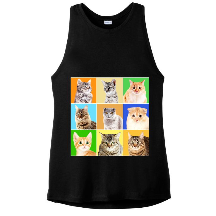 Cats Photo Portraits Collage Ladies PosiCharge Tri-Blend Wicking Tank