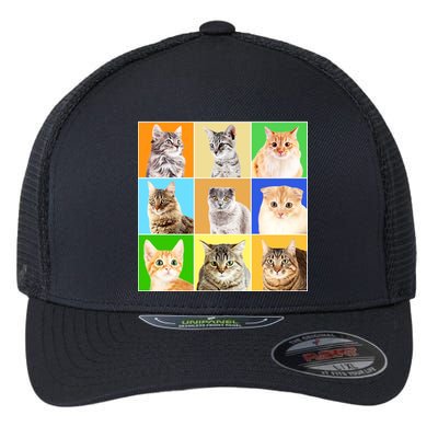 Cats Photo Portraits Collage Flexfit Unipanel Trucker Cap