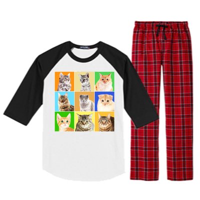 Cats Photo Portraits Collage Raglan Sleeve Pajama Set