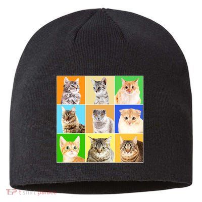 Cats Photo Portraits Collage Sustainable Beanie